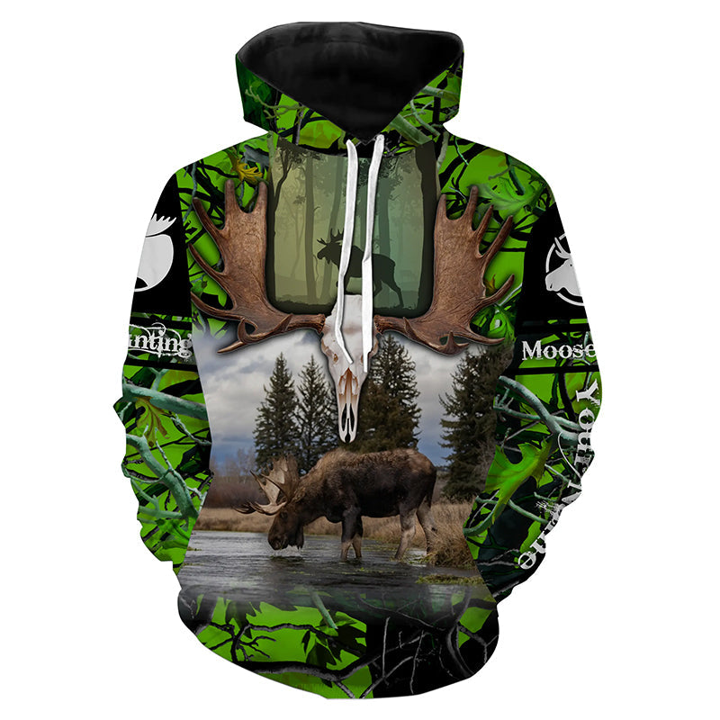 Personalized Moose hunting green muddy camo Custom Name 3D All over print shirts, hoodie TTS0681