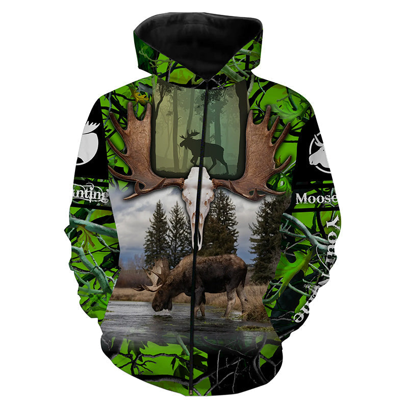 Personalized Moose hunting green muddy camo Custom Name 3D All over print shirts, hoodie TTS0681