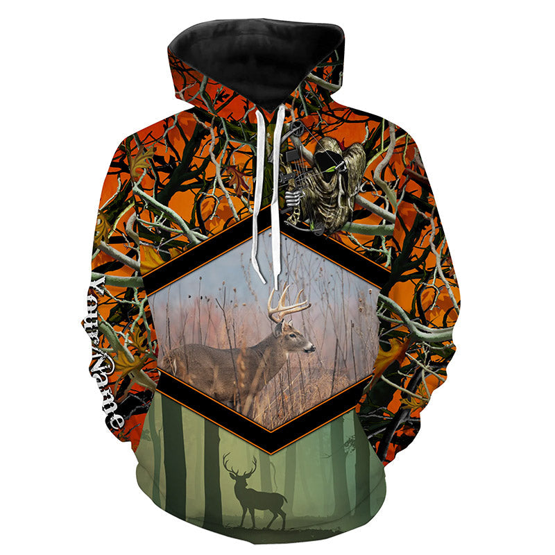 Whitetail Deer orange camo Customize Name 3D All Over Printed Shirts TTS0721 Hoodie