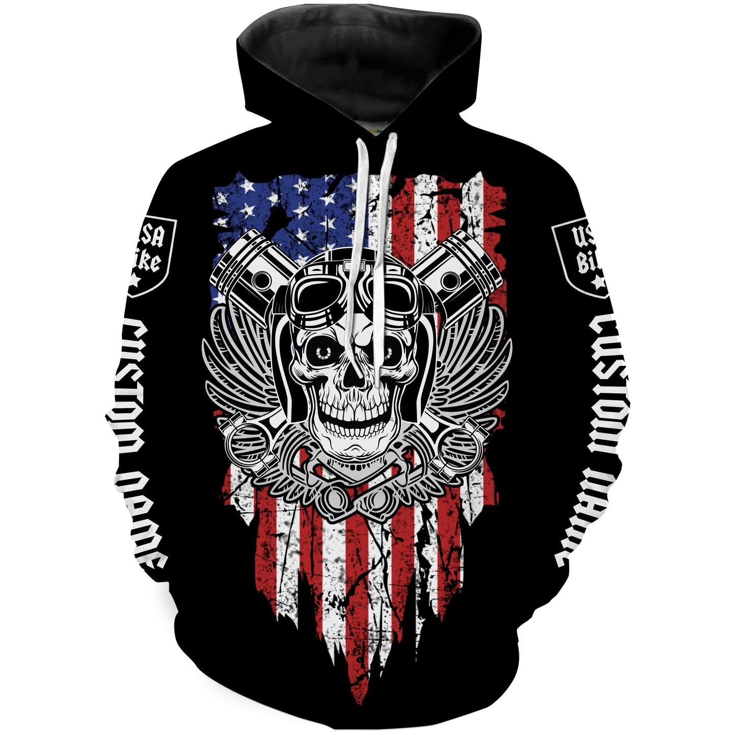 USA Bike Personalized Riding Jersey American Flag Skull Biker Shirt Patriotic Off-road Motorcycle NMS480 Hoodie