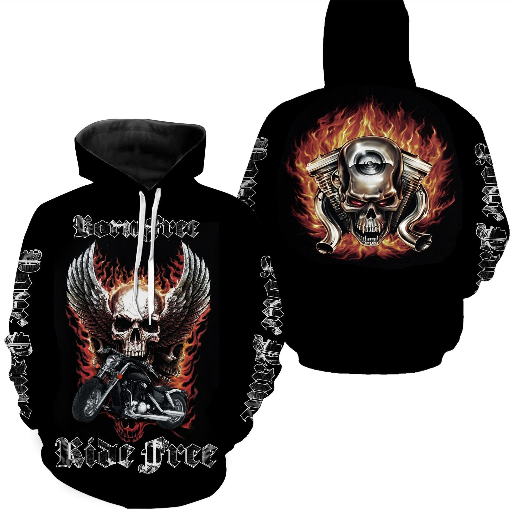 Born Free Ride Free Motorcycle Jersey Hoodie Personalized Skull Biker Shirt Off-road Racing Cool Rider| NMS475