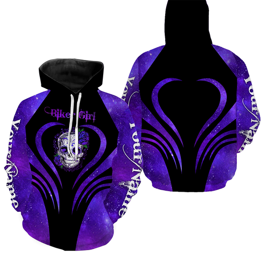 Biker Girl Skull Personalized Jersey Motorcycle Purple Long Sleeves Female Rider Off-road Racing| NMS465