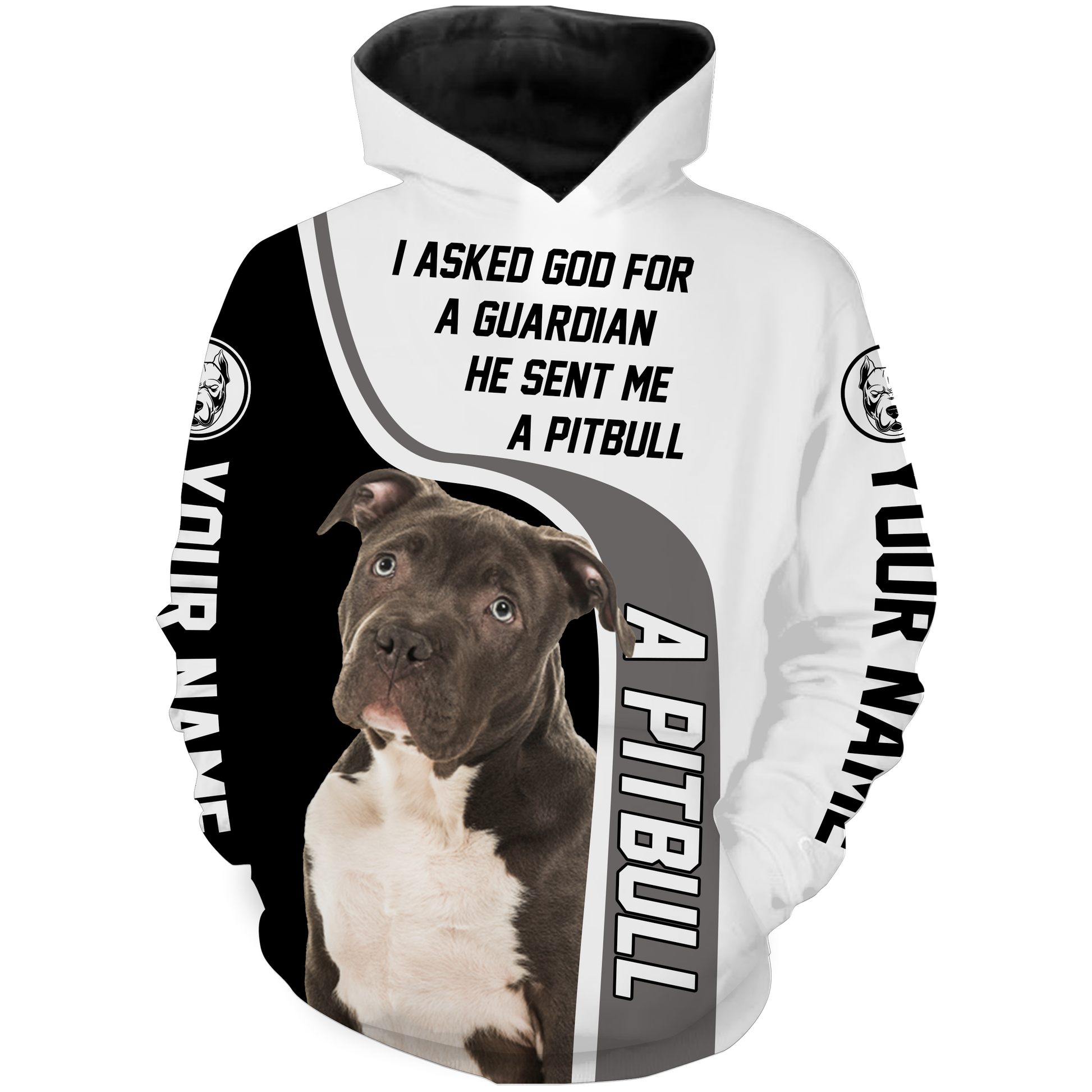 Love Pitbull All Over Printed Hoodie Long Sleeve| Custom Pitbull Shirt for Men