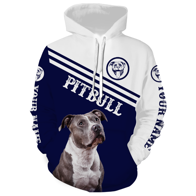 Pitbull Dog Lover Hoodie Long Sleeve| Custom Name Pitbull Shirt for Pitbull Lover Dog Dad Dog Mom| JTSD271