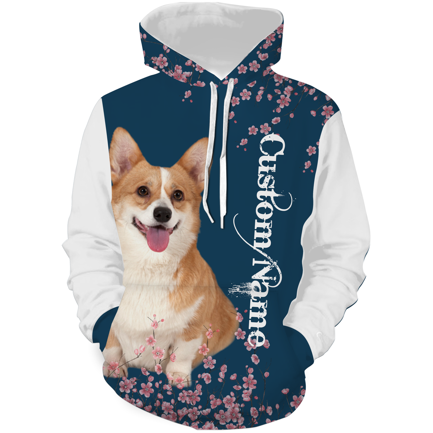 Cute Corgi Dog Floral All Over Print Shirt| Custom Cherry Blossom Corgi Shirt for Dog Mom Dog Dad| JTSD275