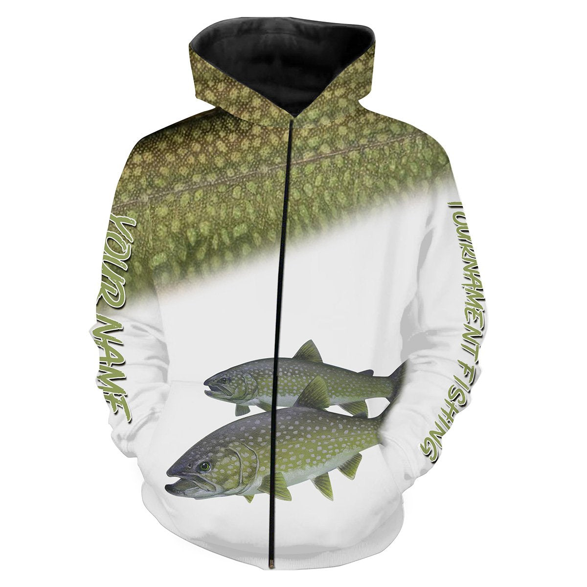 Lake Trout Tournament fishing Customize name All over print shirts personalized fishing gift - IPH918 Zip up hoodie