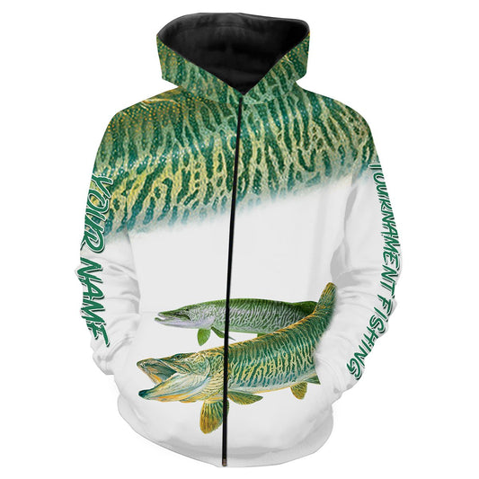 Musky Tournament fishing Customize name All over print shirts personalized fishing gift - IPH919 Zip up hoodie