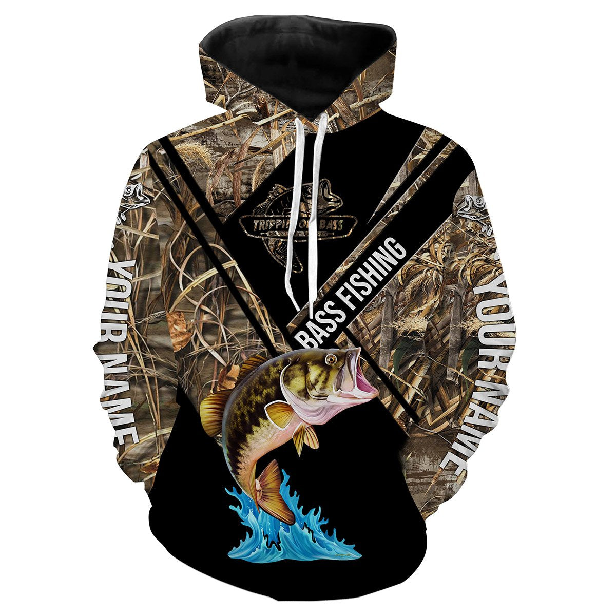 Largemouth Bass fishing camo Customize name All over print shirts - fishing gift for men and women - IPH937 Hoodie