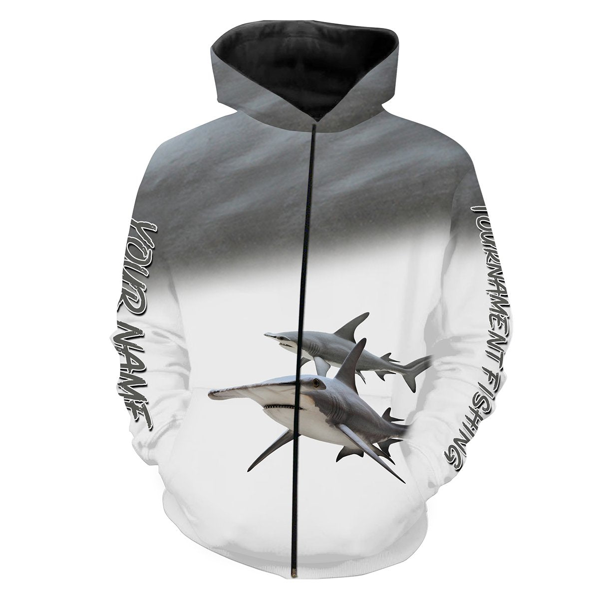 Shark (Hammerhead) Tournament fishing Customize name All over print shirts personalized fishing gift - IPH939 Zip up hoodie