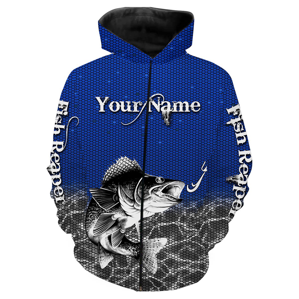 Walleye fishing Customize name All over print shirts Personalized Fishing gift for men and women - IPH955 Zip up hoodie