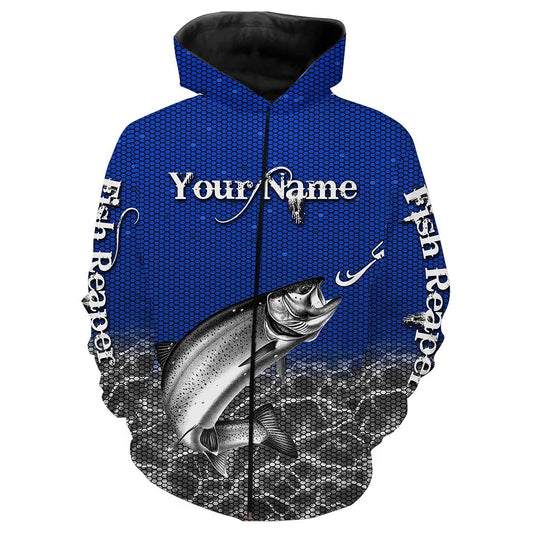 Rainbow Trout fishing Fish Reaper Customize name All over print shirts Personalized Fishing gift for men and women - IPH967 Zip up hoodie