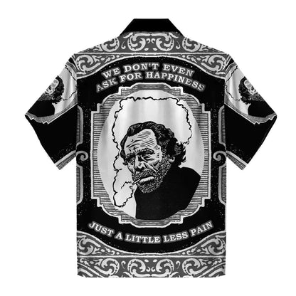 3D Tops Charles Bukowski Just A Little Less Pain Black And White Hawaiian Shirt