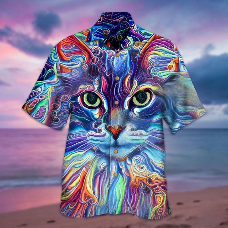 3D Cat Hawaiian Shirt, Summer Shirt, Beach shirt