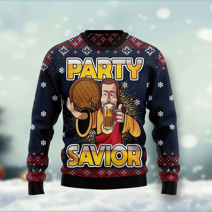 Jesus Party Savior Ugly Christmas Sweater 