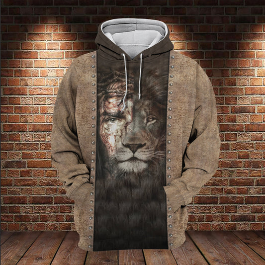 Jesus And Lion 3D All Over Printed Hoodie Us Unisex Hoodie Size