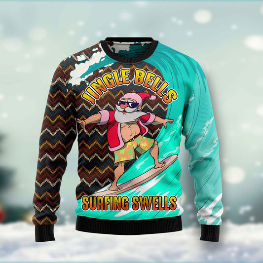 Jingle Bells Surfing Swells Ugly Christmas Sweater 