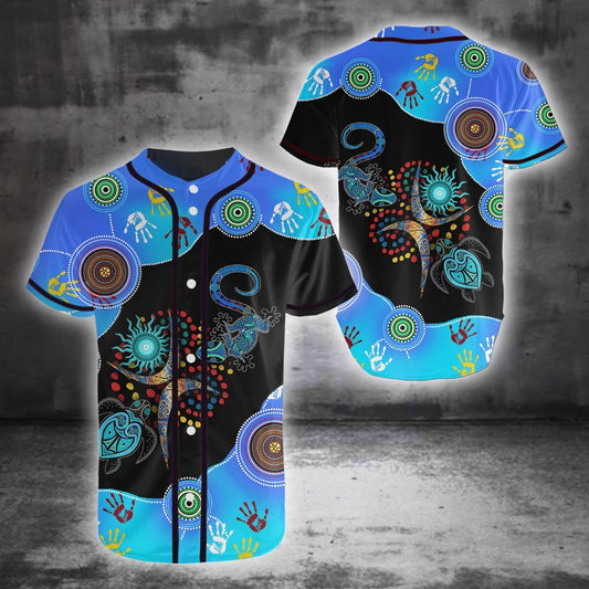 Aboriginal Naidoc Week 2021 Blue Turtle Lizard Baseball Shirt Hawaiian