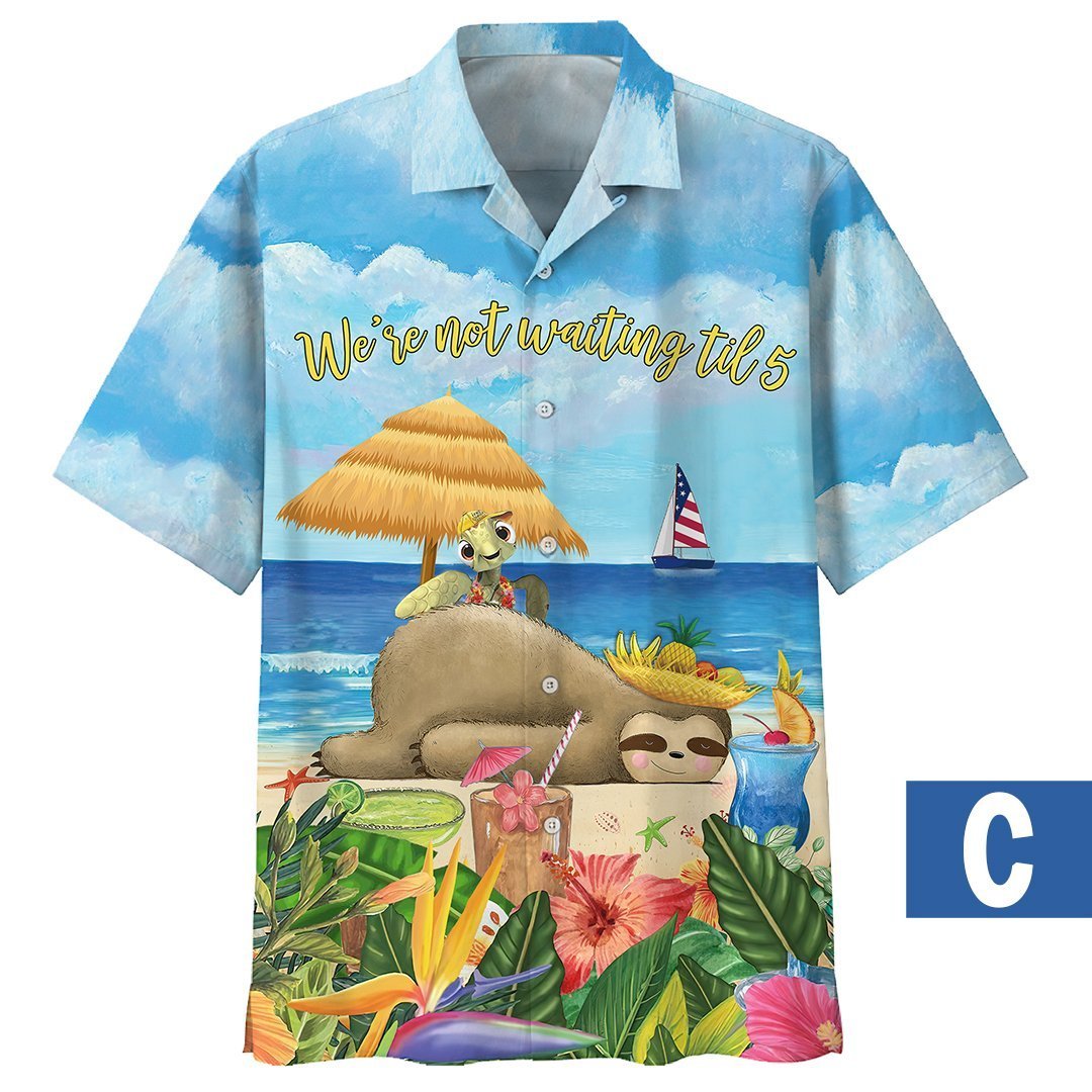 America Familleus - Turtle With Sloth Play On Beach Style Hawaii Shirt Short Hawaiian