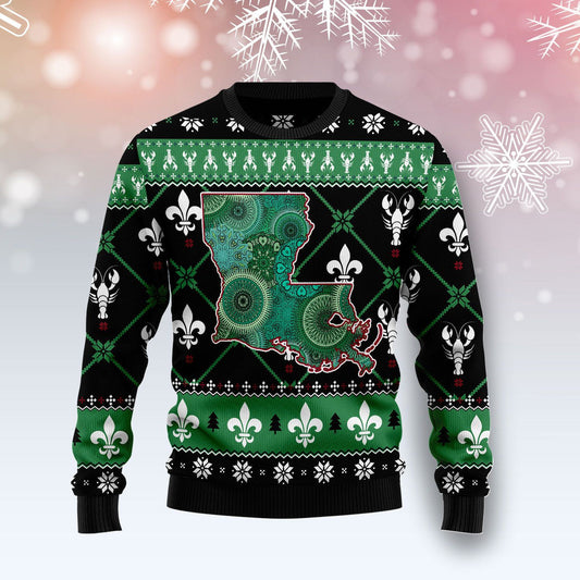 Louisiana USA Symbols Pattern Ugly Christmas Sweater 