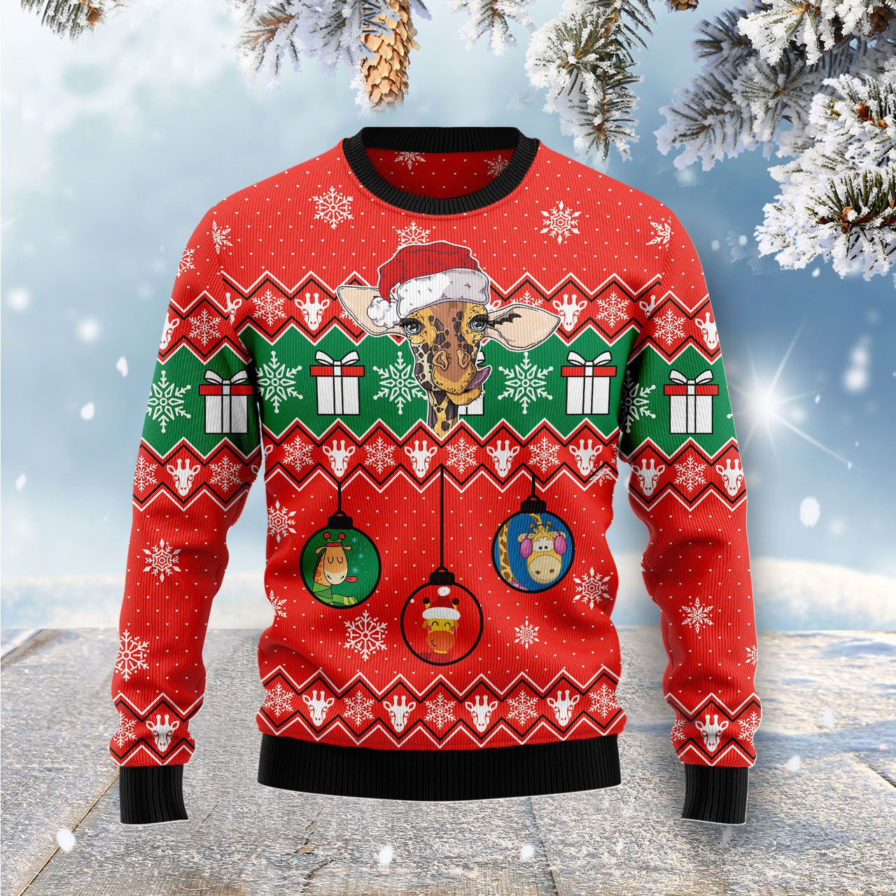 Lovely Giraffe Ugly Christmas Sweater 