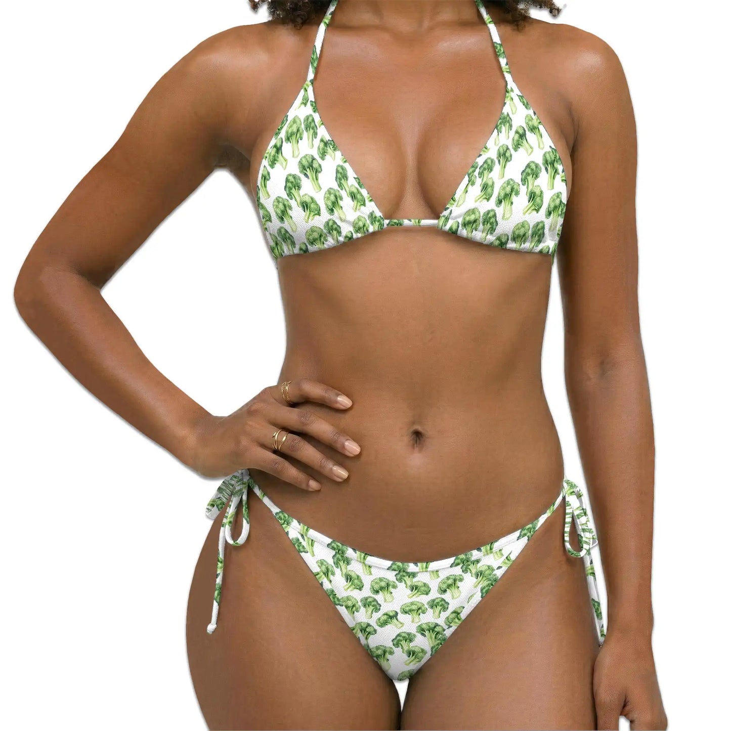 Broccoli Bikini Set for Women, Two Piece Swimsuit, Vegetable Pattern Beachwear | Azhawaiian