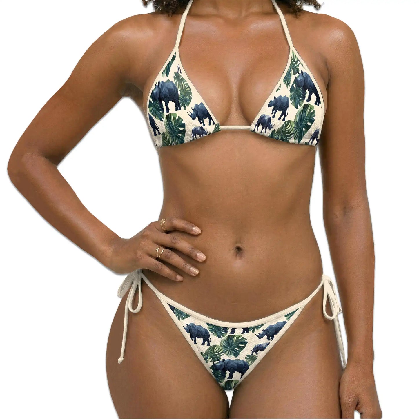 Rhino Bikini Set for Women, Two Piece Swimsuit, Tropical Safari Beachwear | Azhawaiian