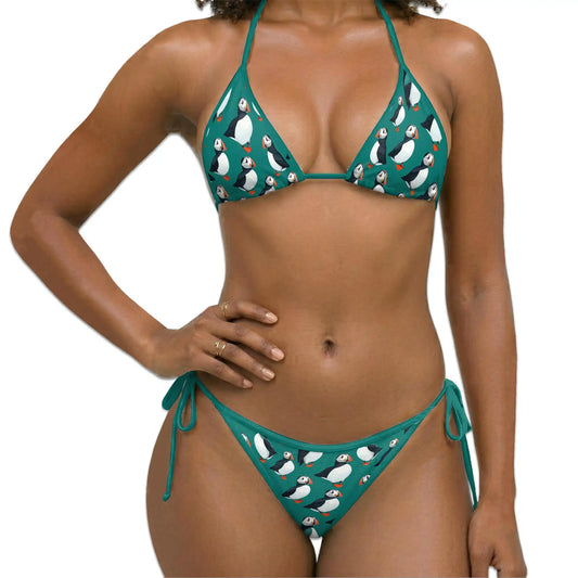 Puffin Birds Bikini Set for Women, Two Piece Swimsuit, Coastal Bird Beachwear | Azhawaiian