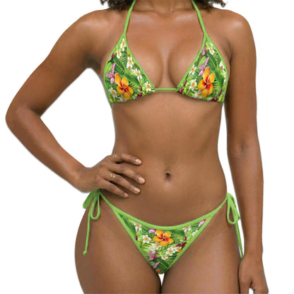 Tropical Floral Bikini Set for Women, Two Piece Swimsuit, Hawaiian Flower Beachwear | Azhawaiian