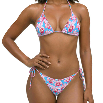 Pink Orchid Bikini Set for Women, Two Piece Swimsuit, Tropical Floral Beachwear | Azhawaiian