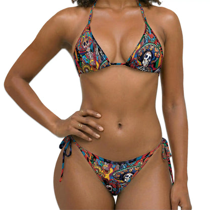 Musician Skull Bikini Set for Women, Two Piece Swimsuit, Day of the Dead Beachwear | Azhawaiian