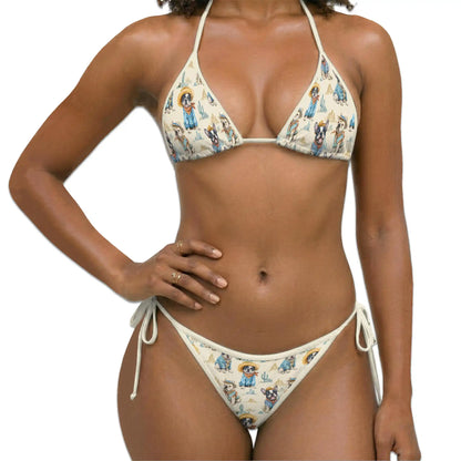 French Bulldogs Bikini Set for Women, Two Piece Swimsuit, Cute Dog Beachwear | Azhawaiian