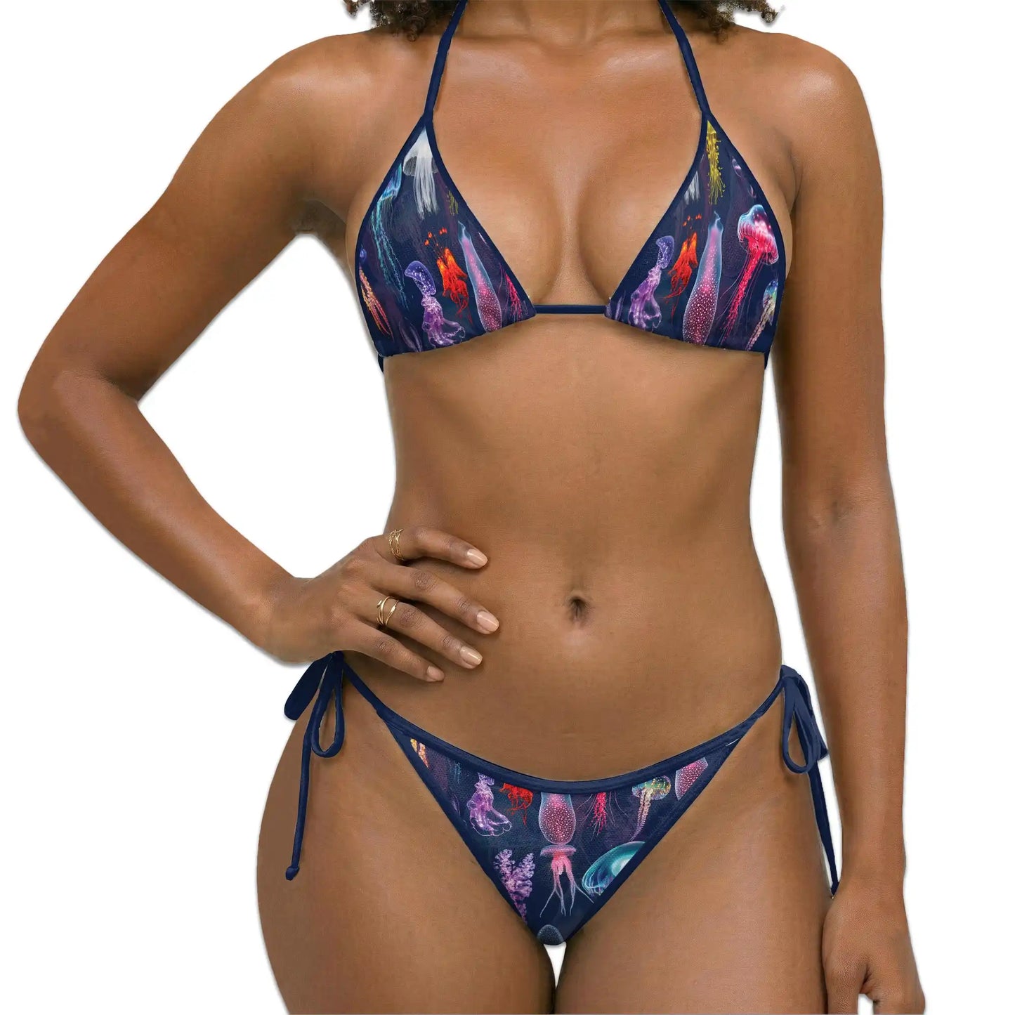 Luminescent Jellyfish Bikini Set for Women, Two Piece Swimsuit, Glowing Ocean Beachwear | Azhawaiian