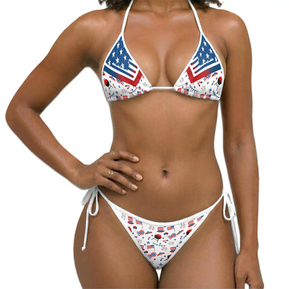 4th of July Summer Bikini Set for Women, Two Piece Swimsuit, Patriotic USA Beachwear | Azhawaiian