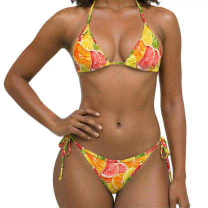 Tropical Citrus Fruit Bikini Set for Women, Two Piece Swimsuit, Tropical Fruit Beachwear | Azhawaiian