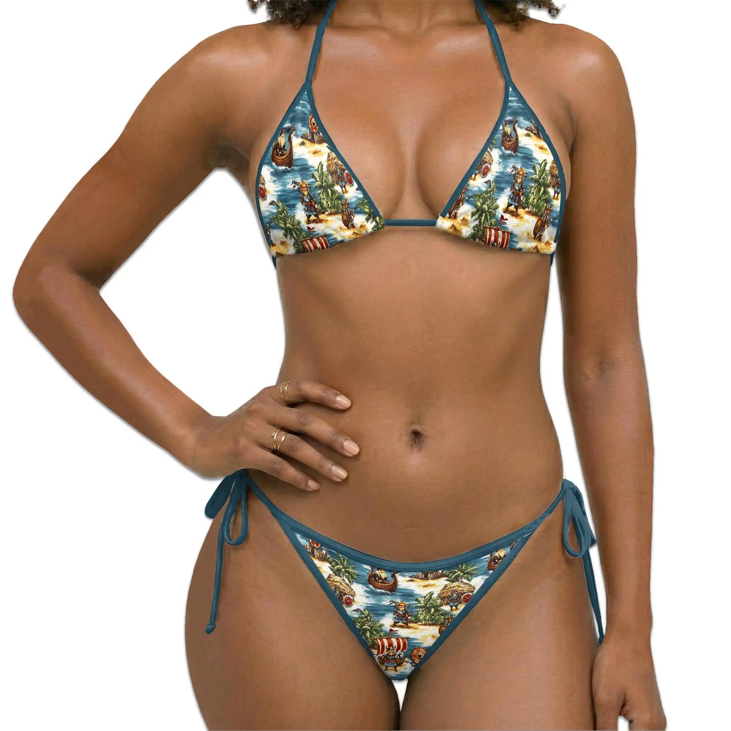 Vintage Viking Bikini Set for Women, Two Piece Swimsuit, Coastal Warrior Beachwear | Azhawaiian
