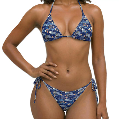 Japanese Fish Bikini Set for Women Two Piece Swimsuit, Ocean Fish Print | Azhawaiian
