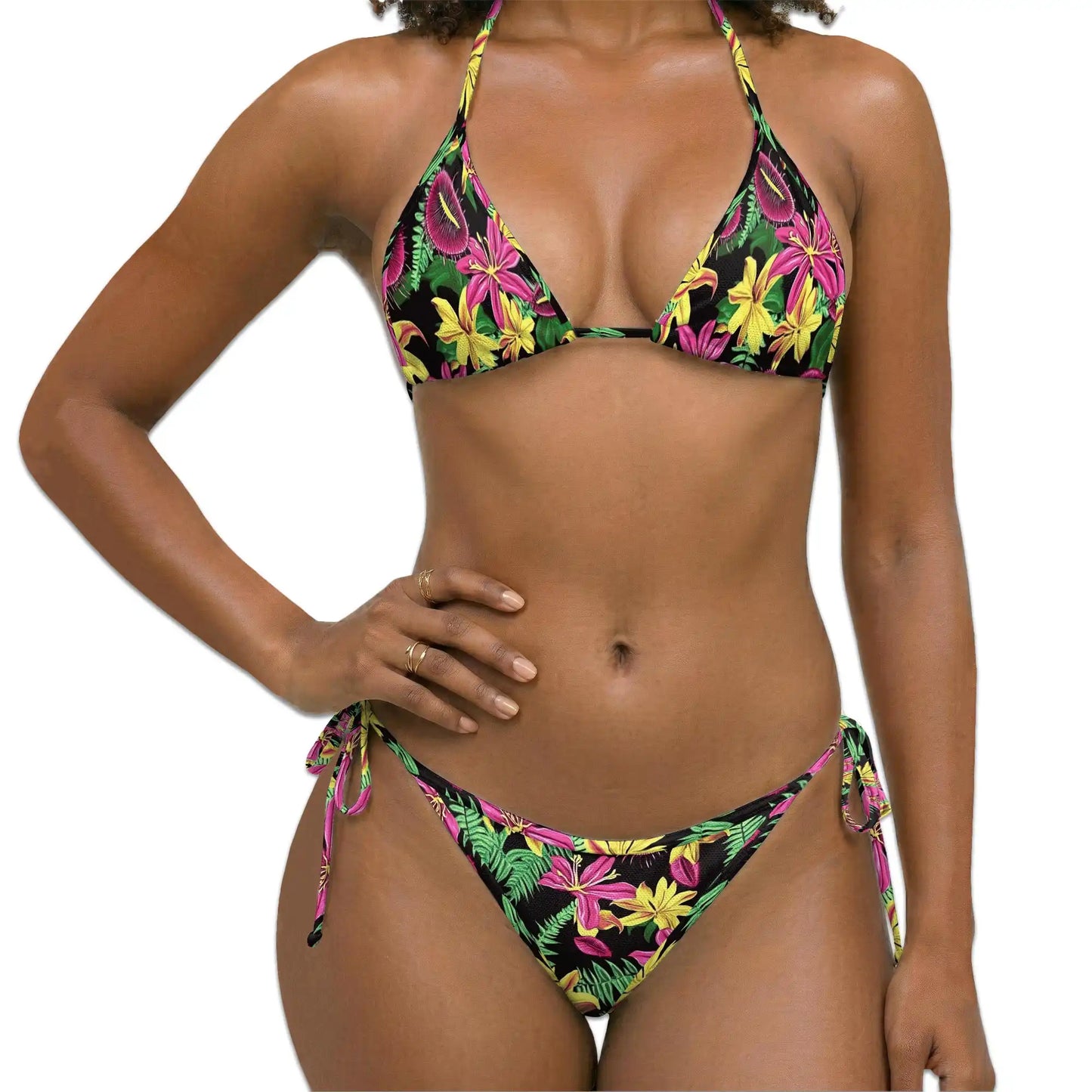 Flower Chunk Bikini Set for Women, Two Piece Swimsuit, Vibrant Floral Print Beachwear | Azhawaiian