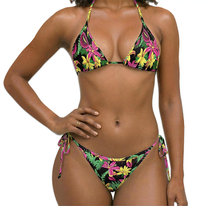 Flower Chunk Bikini Set for Women, Two Piece Swimsuit, Vibrant Floral Print Beachwear | Azhawaiian