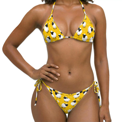 Funny Sheep Bikini Set for Women, Two Piece Swimsuit, Farm Animal Beachwear | Azhawaiian