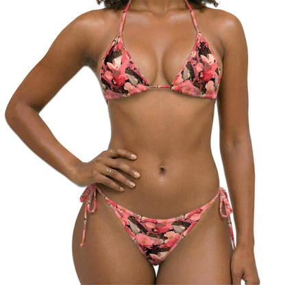 Floral Frog Bikini Set for Women, Two Piece Swimsuit, Botanical Nature Beachwear | Azhawaiian