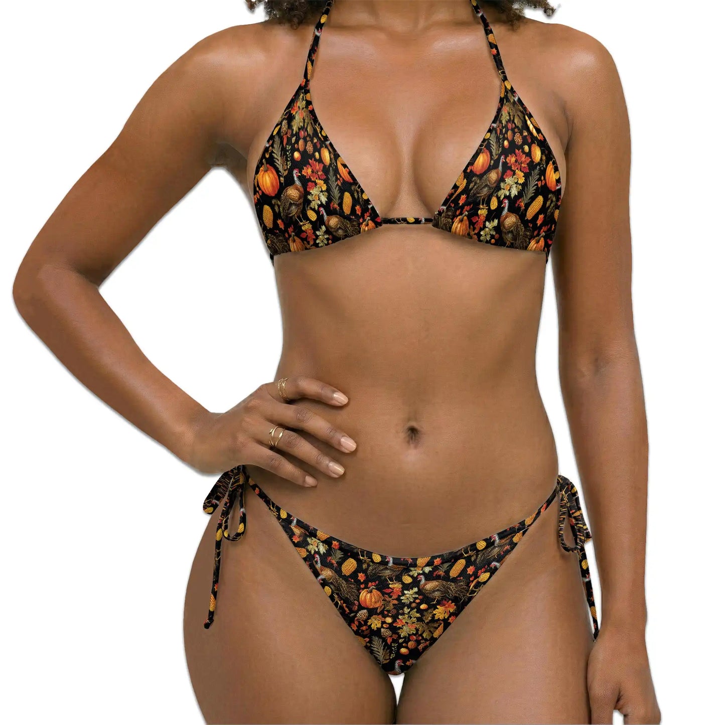 Happy Turkey Day Bikini Set for Women, Two Piece Swimsuit, Thanksgiving Beachwear | Azhawaiian