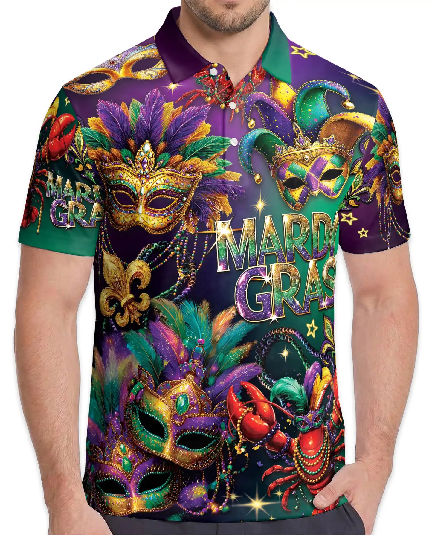 Mardi Gras Mask Polo Shirt - Carnival Festival Style | Azhawaiian