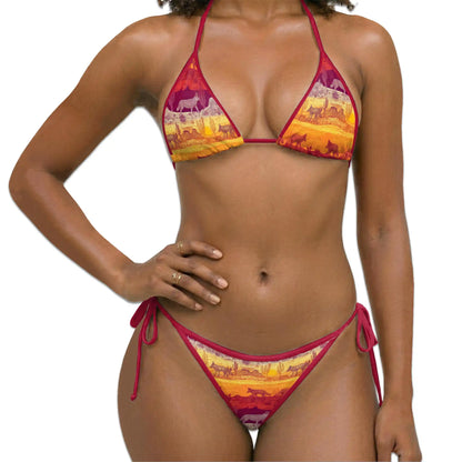 Tropical Coyote Bikini Set for Women, Two Piece Swimsuit, Desert Wildlife Beachwear | Azhawaiian