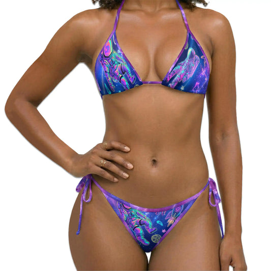 Astronauts Bikini Set for Women, Two Piece Swimsuit, Space and Astronaut Print Beachwear | Azhawaiian