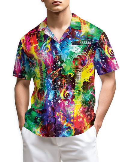 Rainbow Guitar Hawaiian Shirt for Men, Button Down Aloha Shirt - Azhawaiian