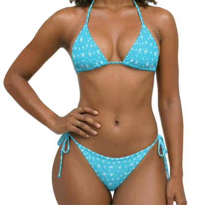 Snow Crystal Bikini Set for Women, Two Piece Swimsuit, Winter Snowflake Beachwear | Azhawaiian