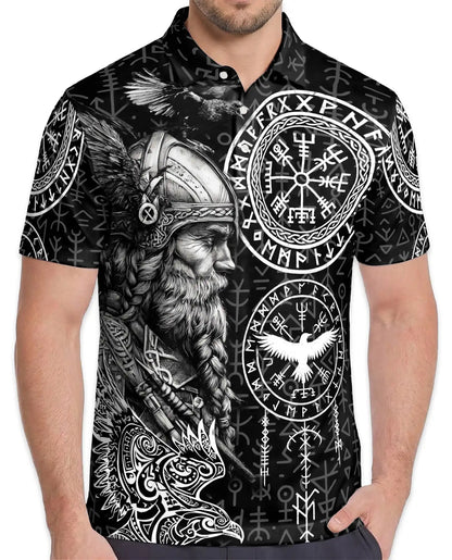 Viking Warrior Polo Shirt for Men, Norse Mythology Style | Azhawaiian