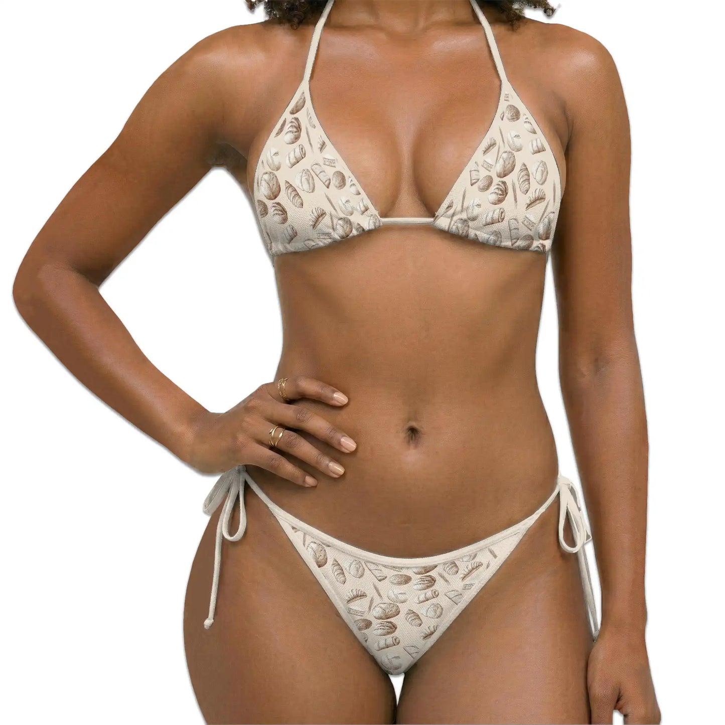 Vintage Bread Bikini Set for Women, Two Piece Swimsuit, Bakery Pattern Beachwear | Azhawaiian