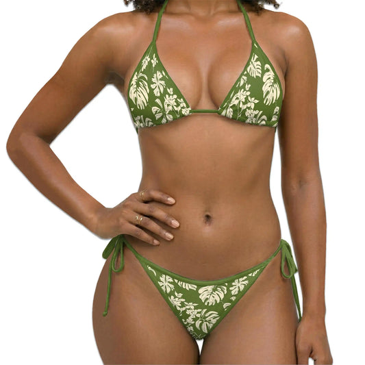 Tiare Garden Bikini Set for Women, Two Piece Swimsuit, Tropical Floral Beachwear | Azhawaiian