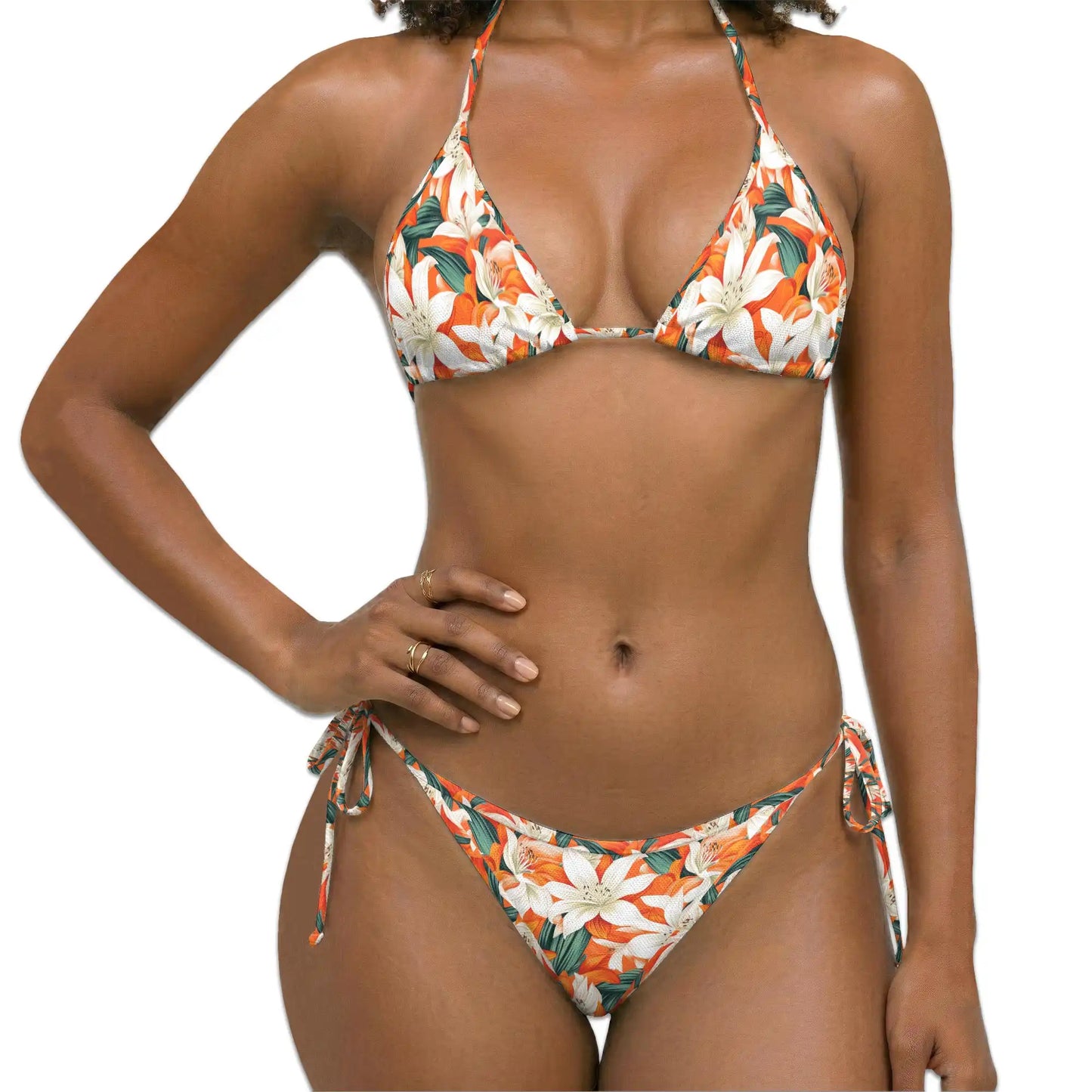 Tropical Lily Flower Bikini Set for Women, Two Piece Swimsuit, Tropical Floral Beachwear | Azhawaiian